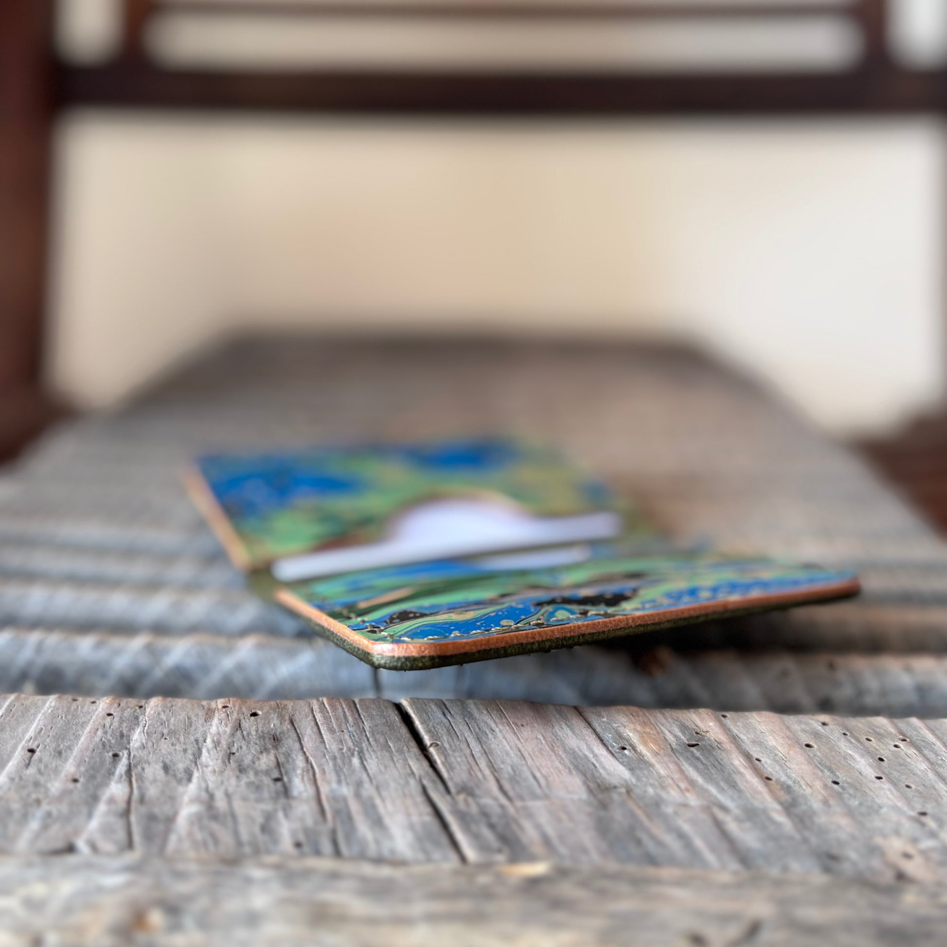 Matraquilla - Minerva Olive with blue & green hand-marbled