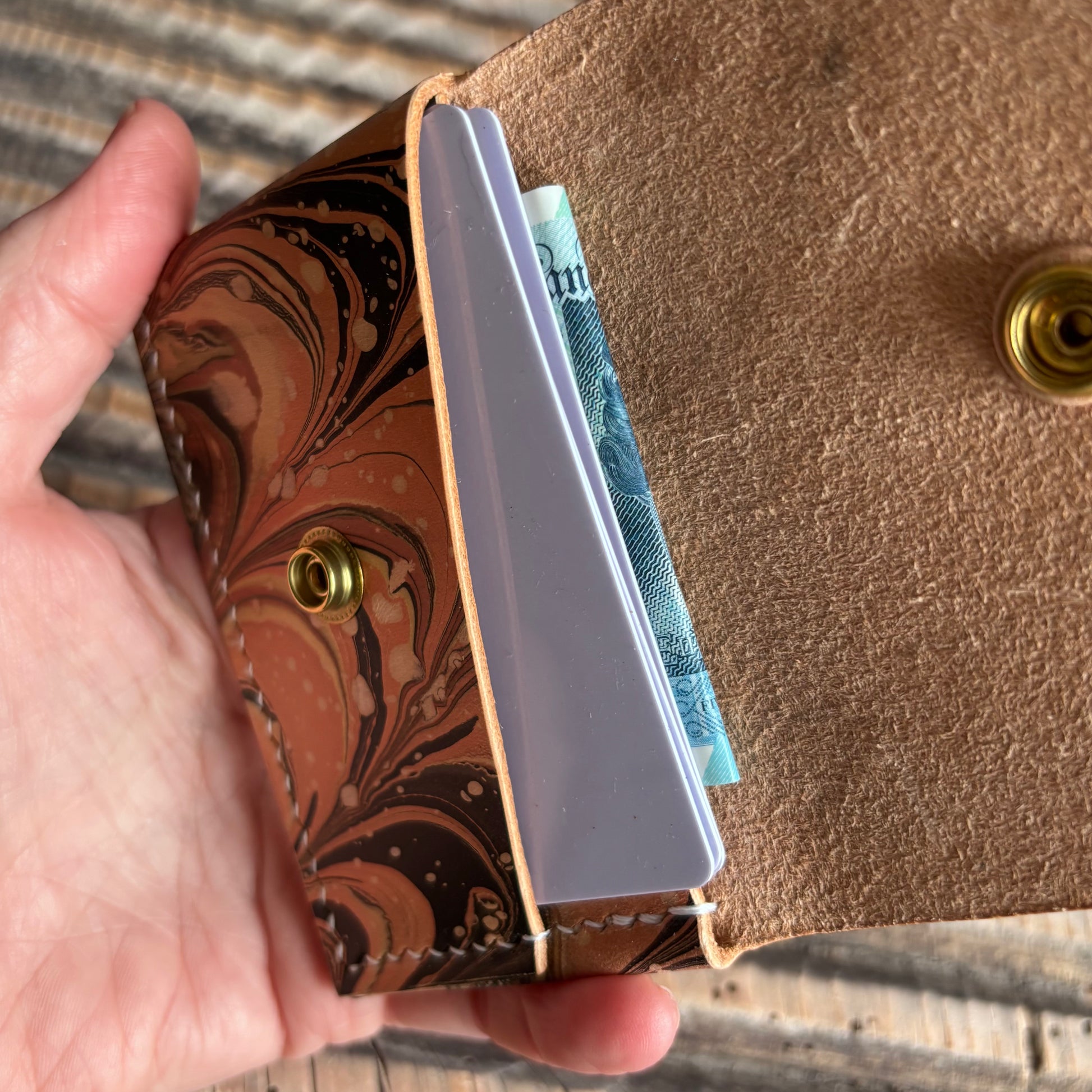 Abrazo - Hand-marbled 18k gold, copper, black