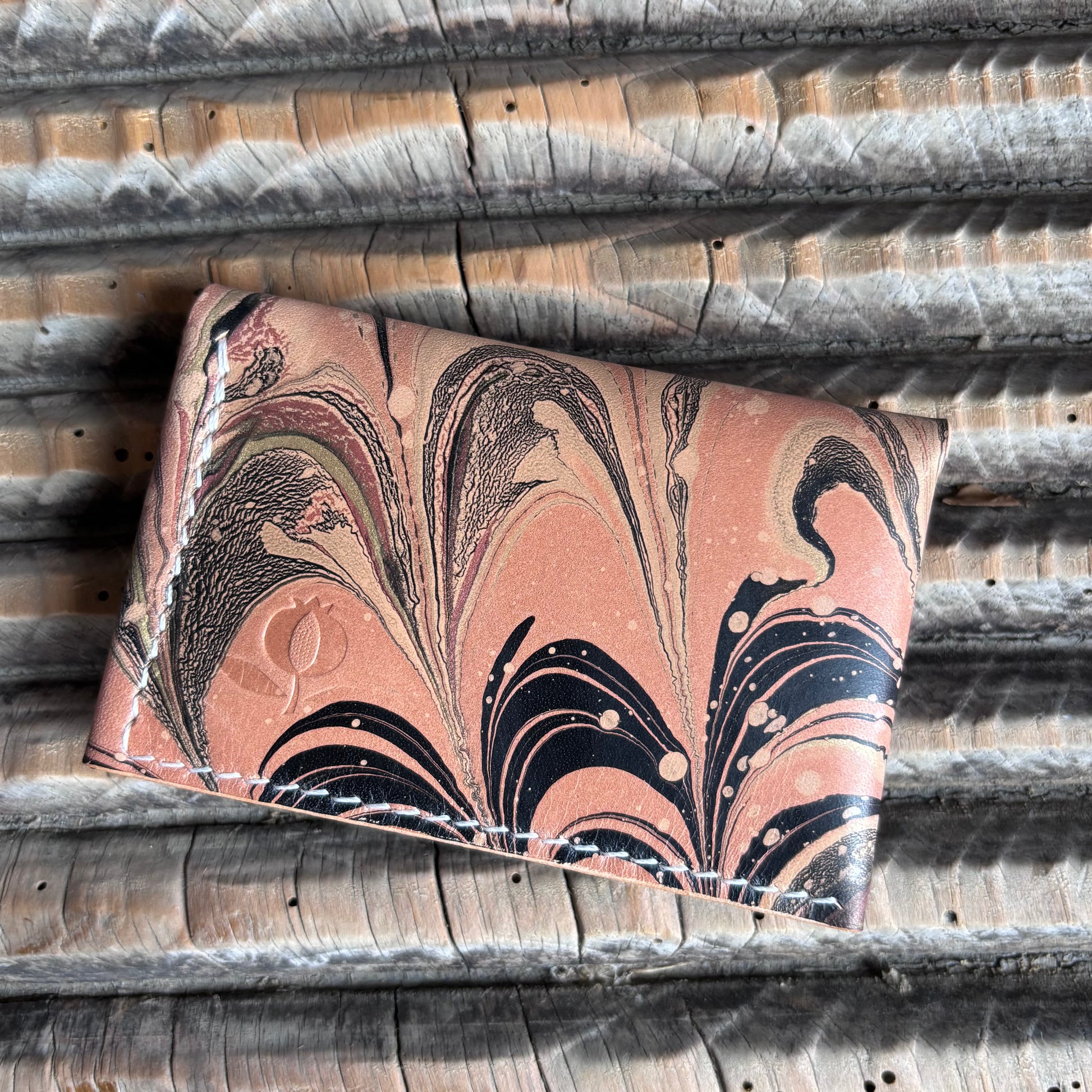 Abrazo - Hand-marbled 18k gold, copper, black