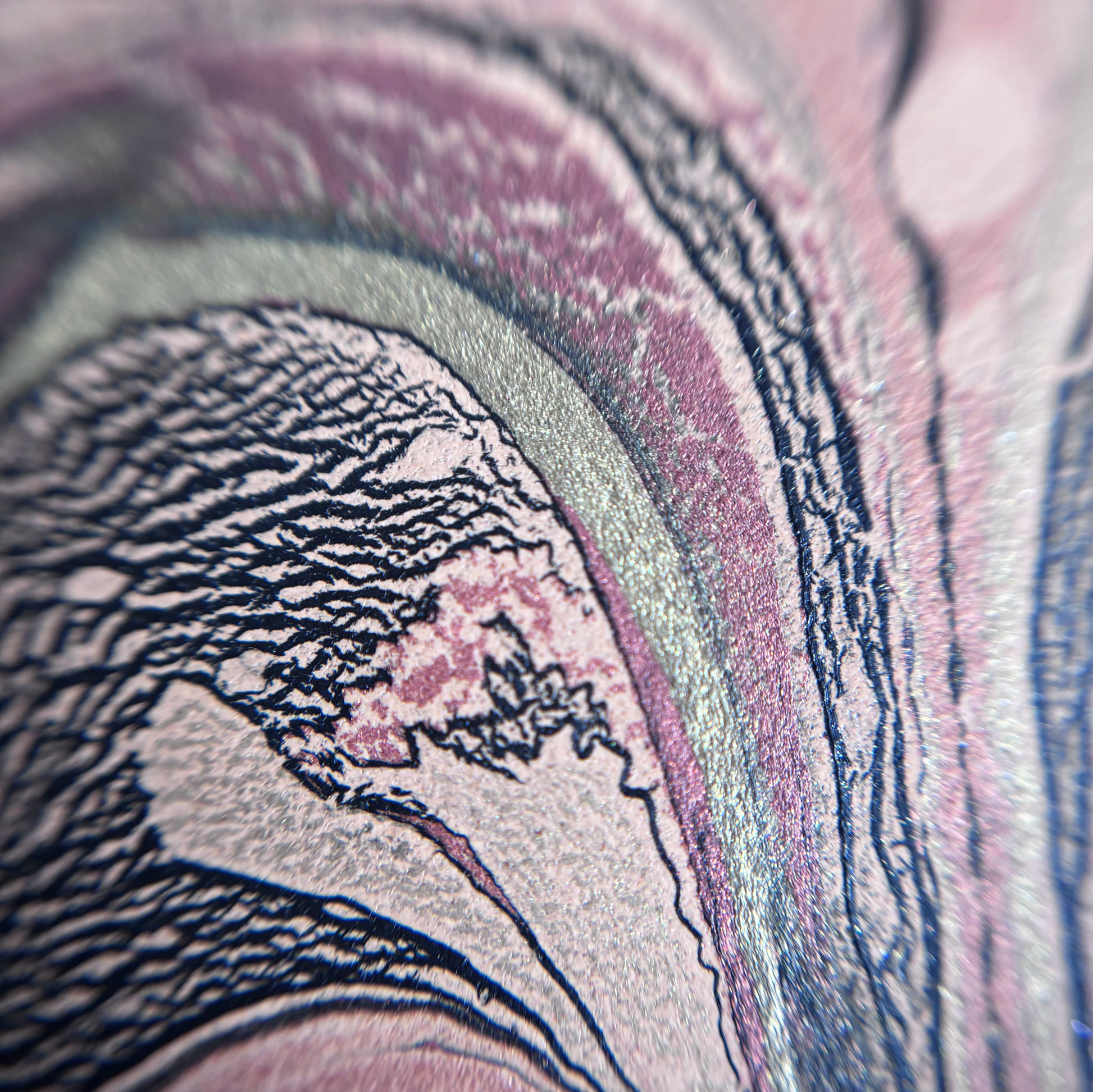 Abrazo - Hand-marbled 18k gold, copper, black