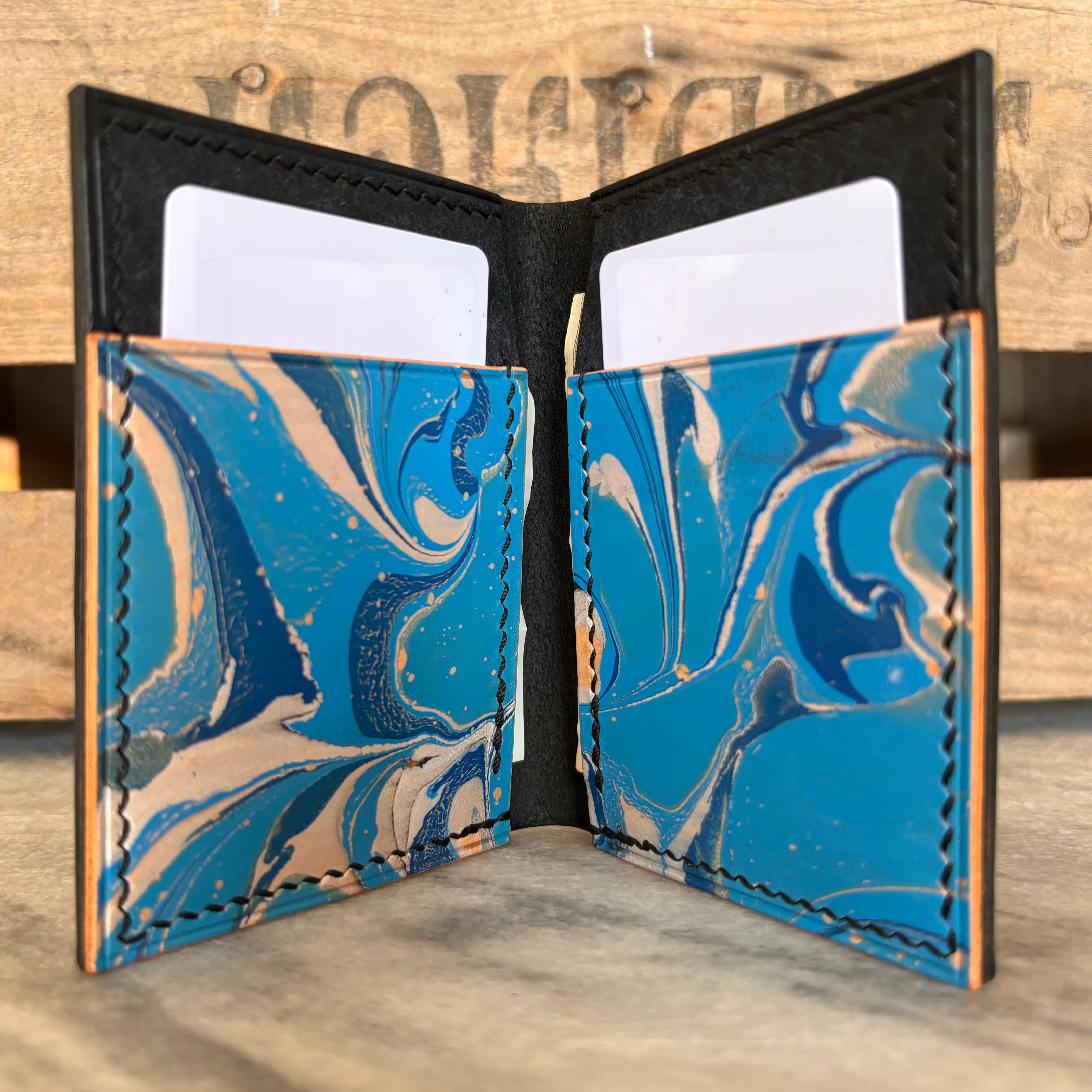 Ragua - Cowboy Waxy Black with Black Buttero and hand-marbled blue