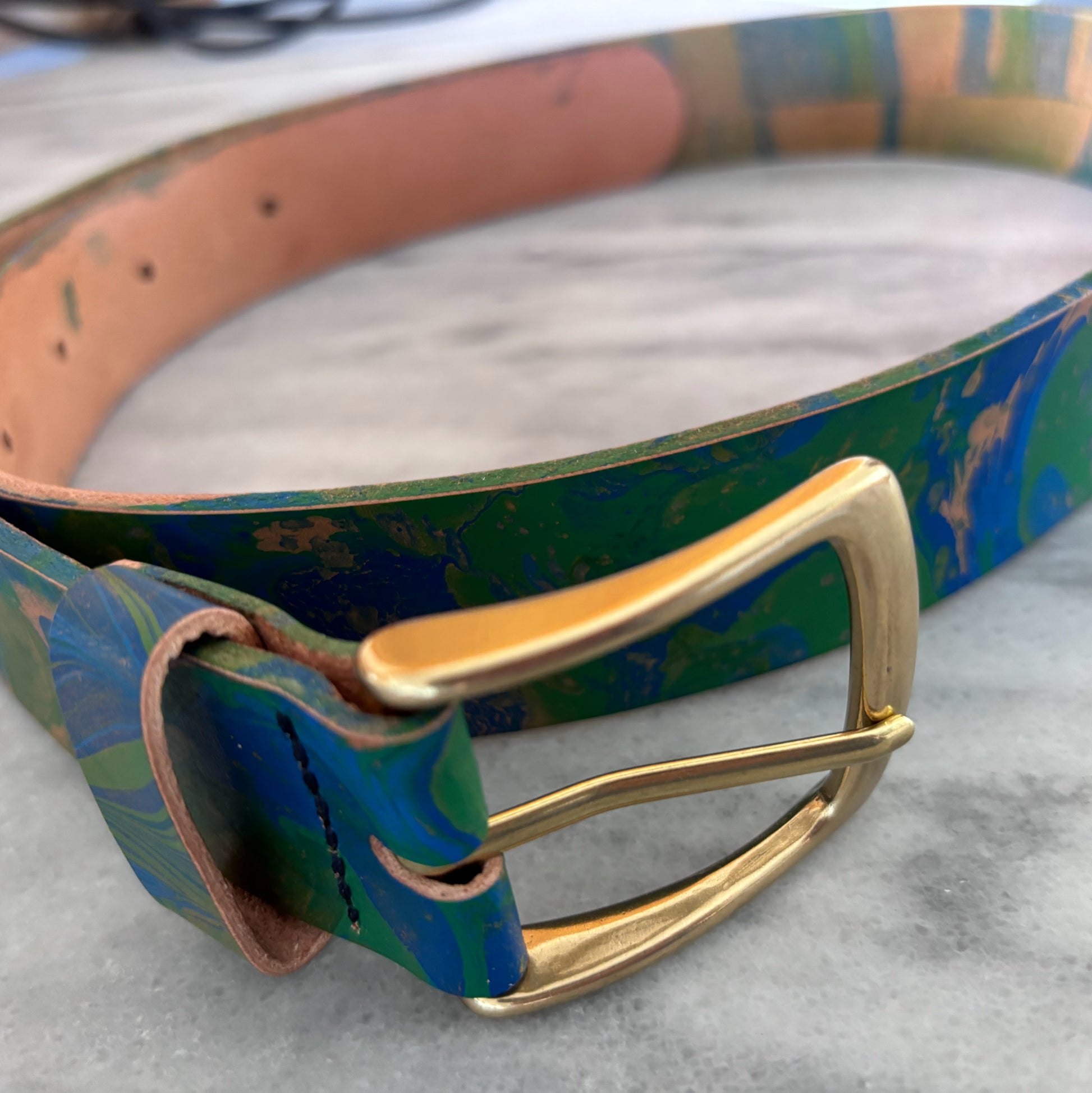 Hand-marbled, Vegetable tanned *color cards are not for sale*