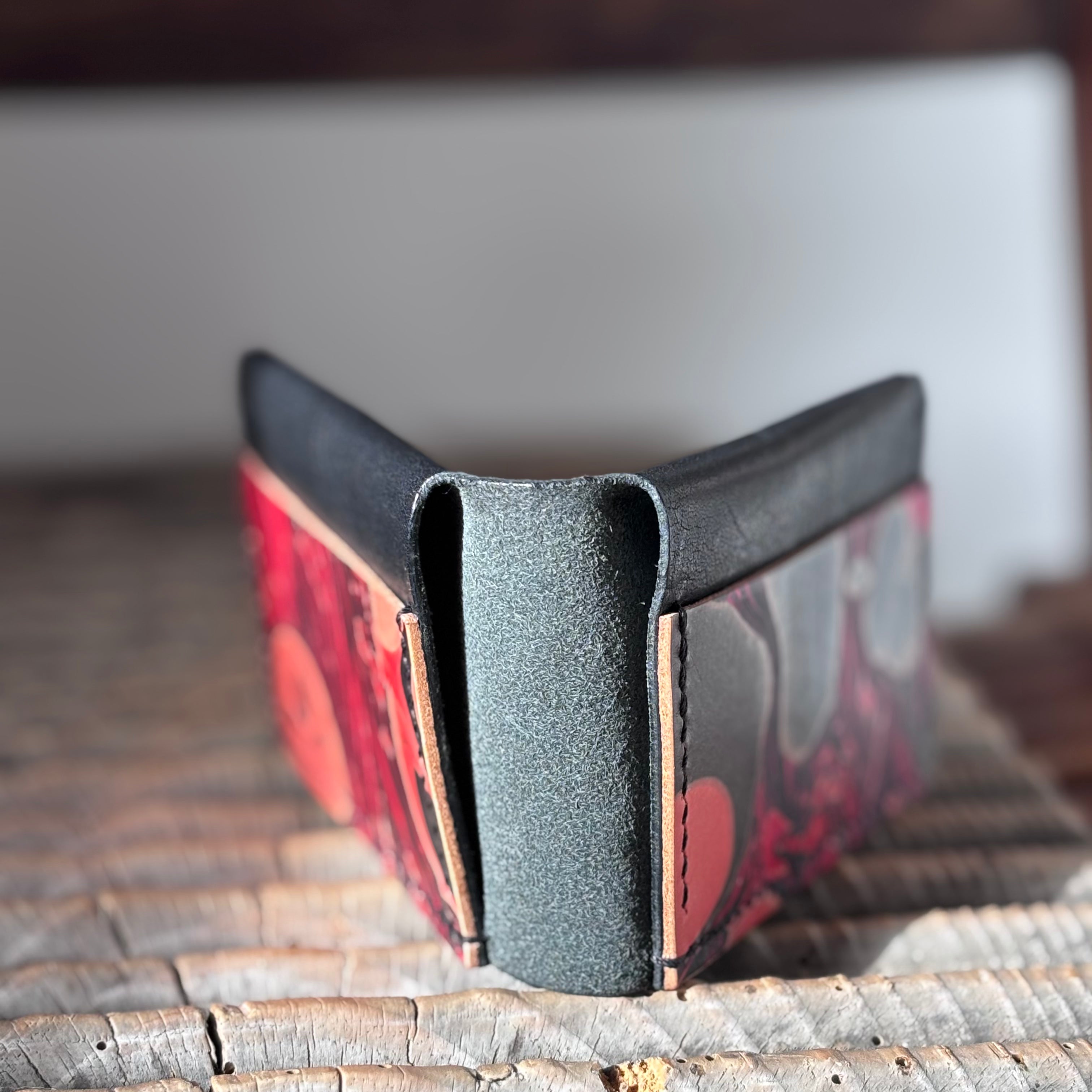 Alas - Black Horween Derby & Hand Marbled Red/Black