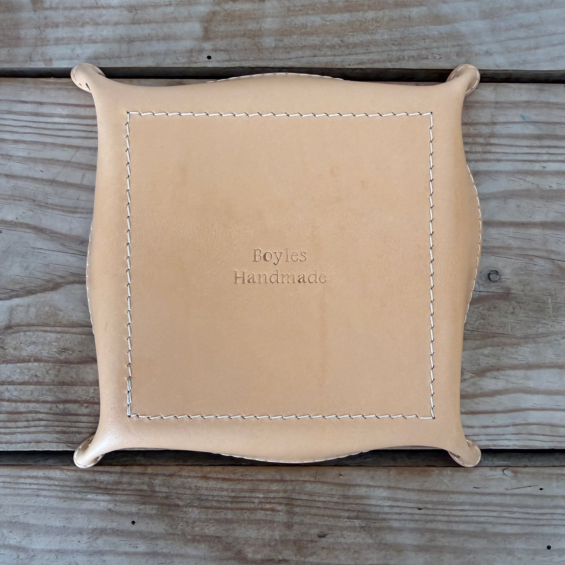 Hand-Stitched & Hand-Printed Valet Tray - Cherry Tomato + Red Goatskin Lining