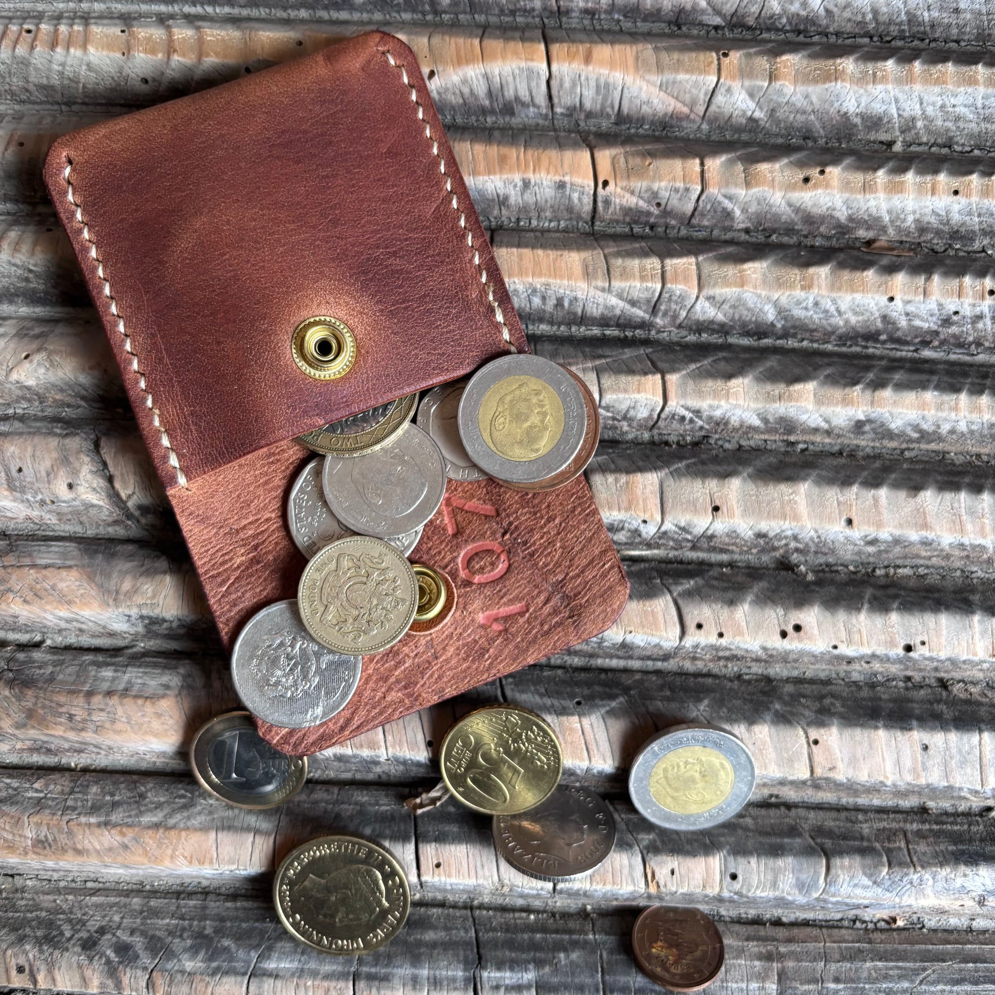 Veleta - Coin keeper in Shell Cordovan Culatta Cavallo Flower: Whiskey