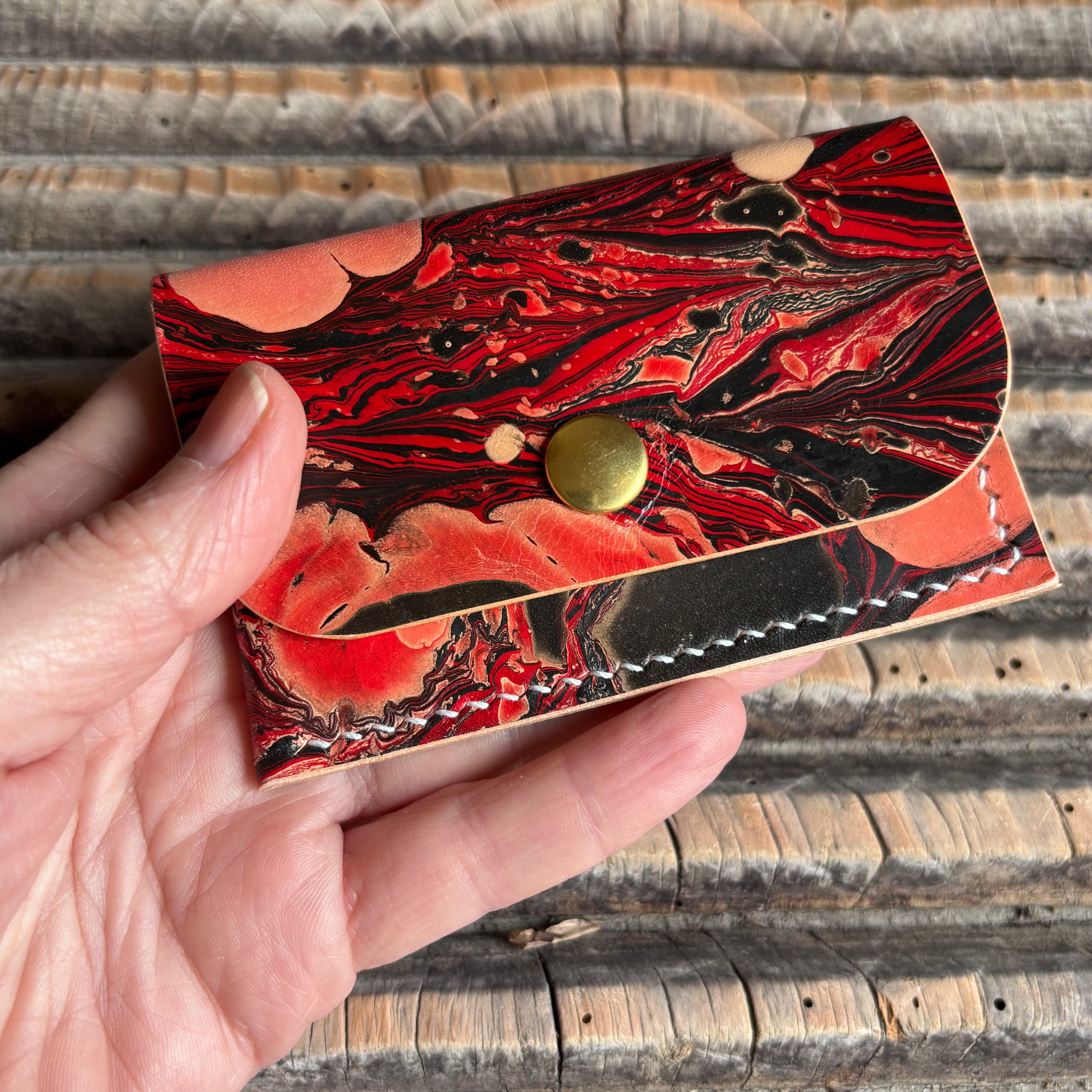 Abrazo - Hand-marbled red & black