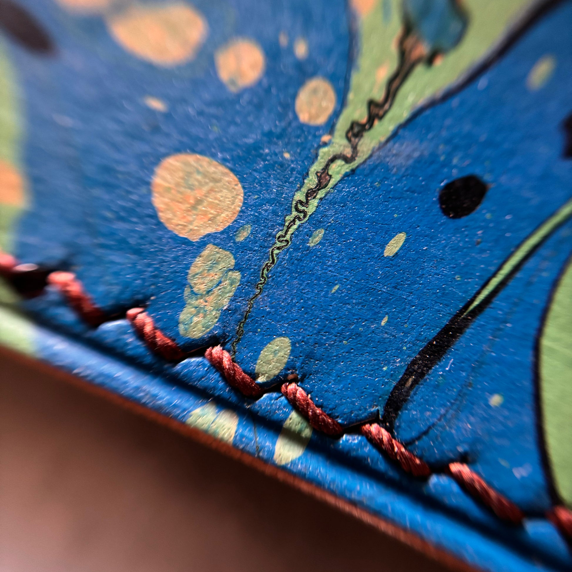 Hand-marbled, Vegetable tanned *color cards are not for sale*