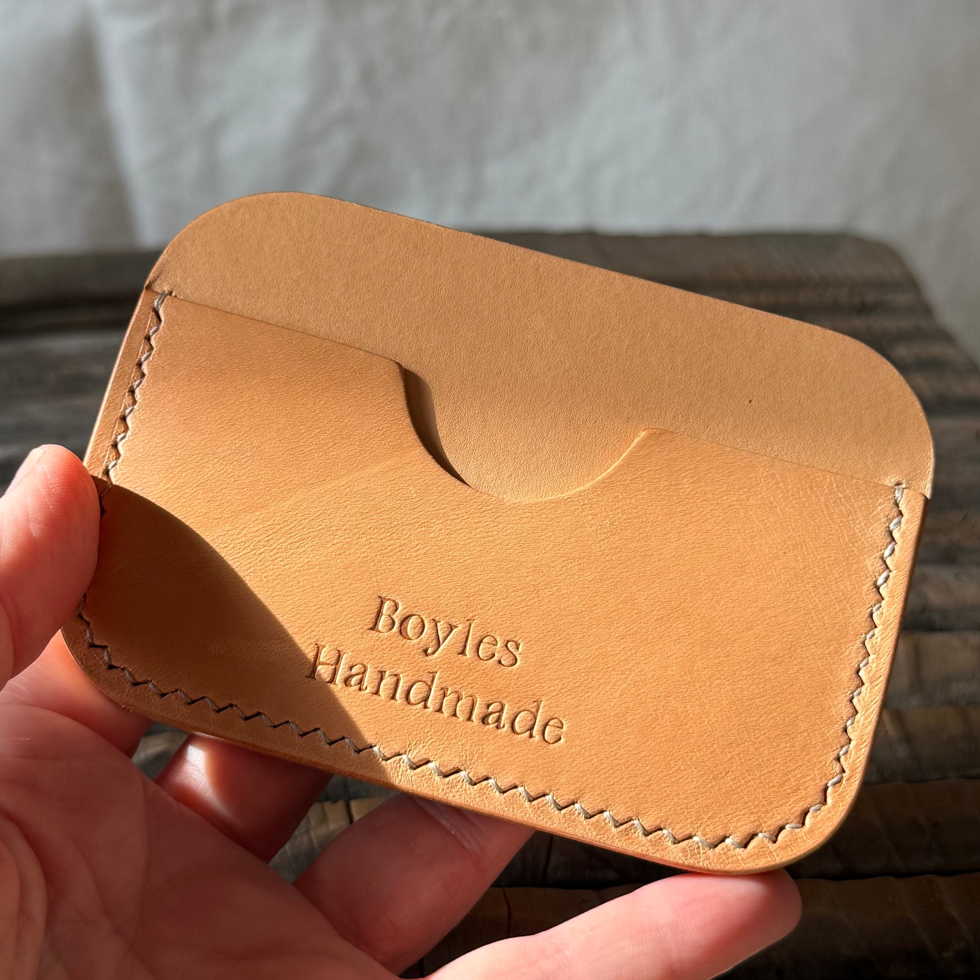 Compact Card Case - Natural Vegetable-Tanned Leather