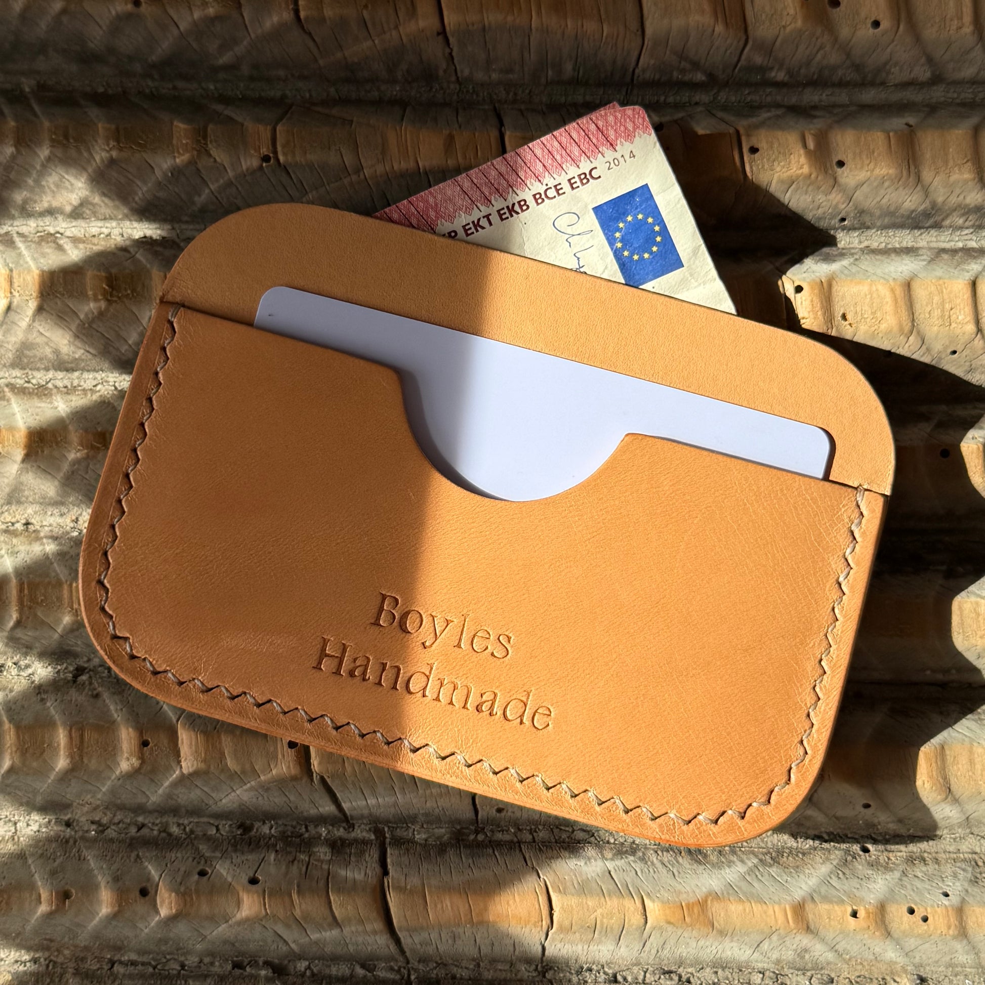 Compact Card Case - Natural Vegetable-Tanned Leather