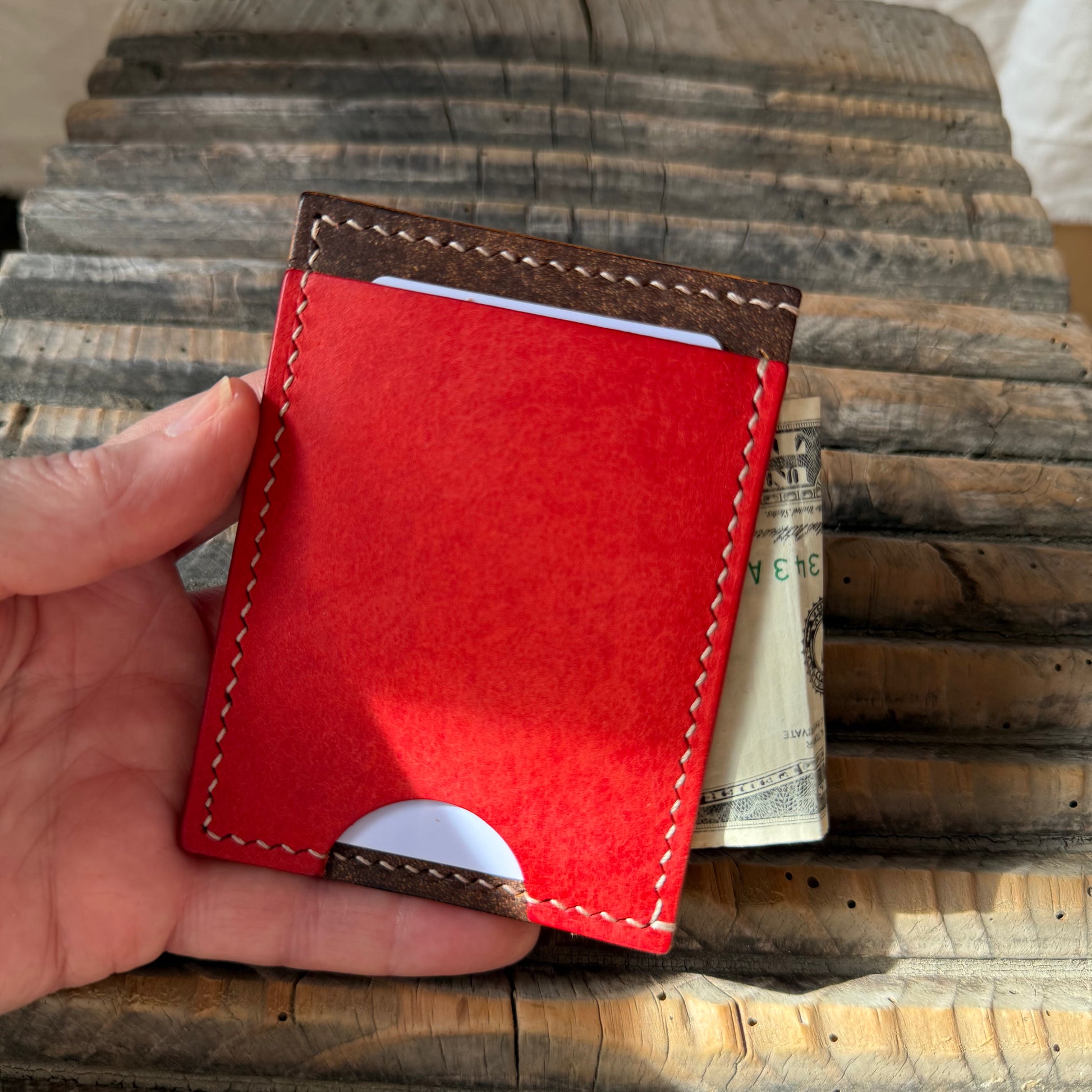 Compact Card + Cash Wallet - Red