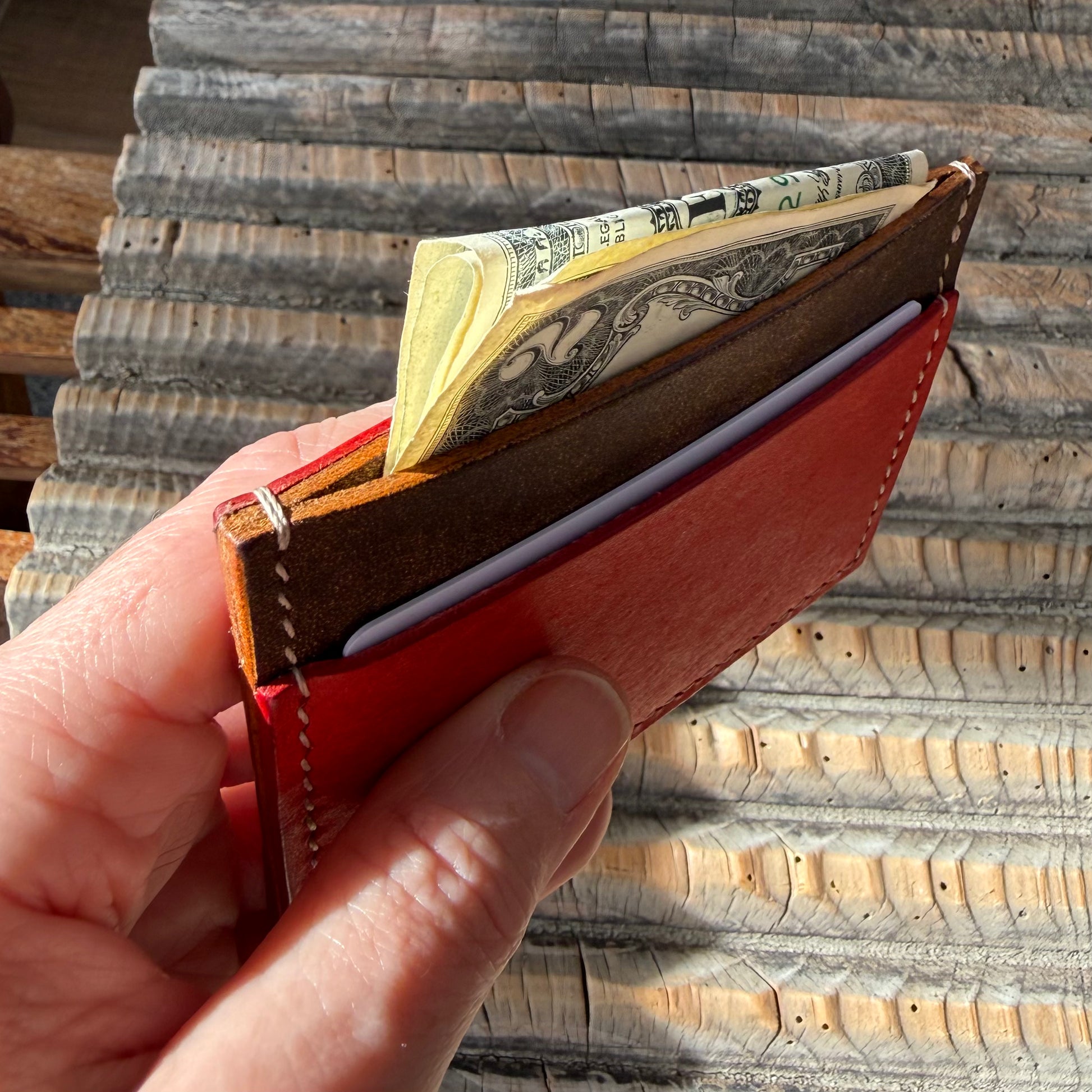 Compact Card + Cash Wallet - Red