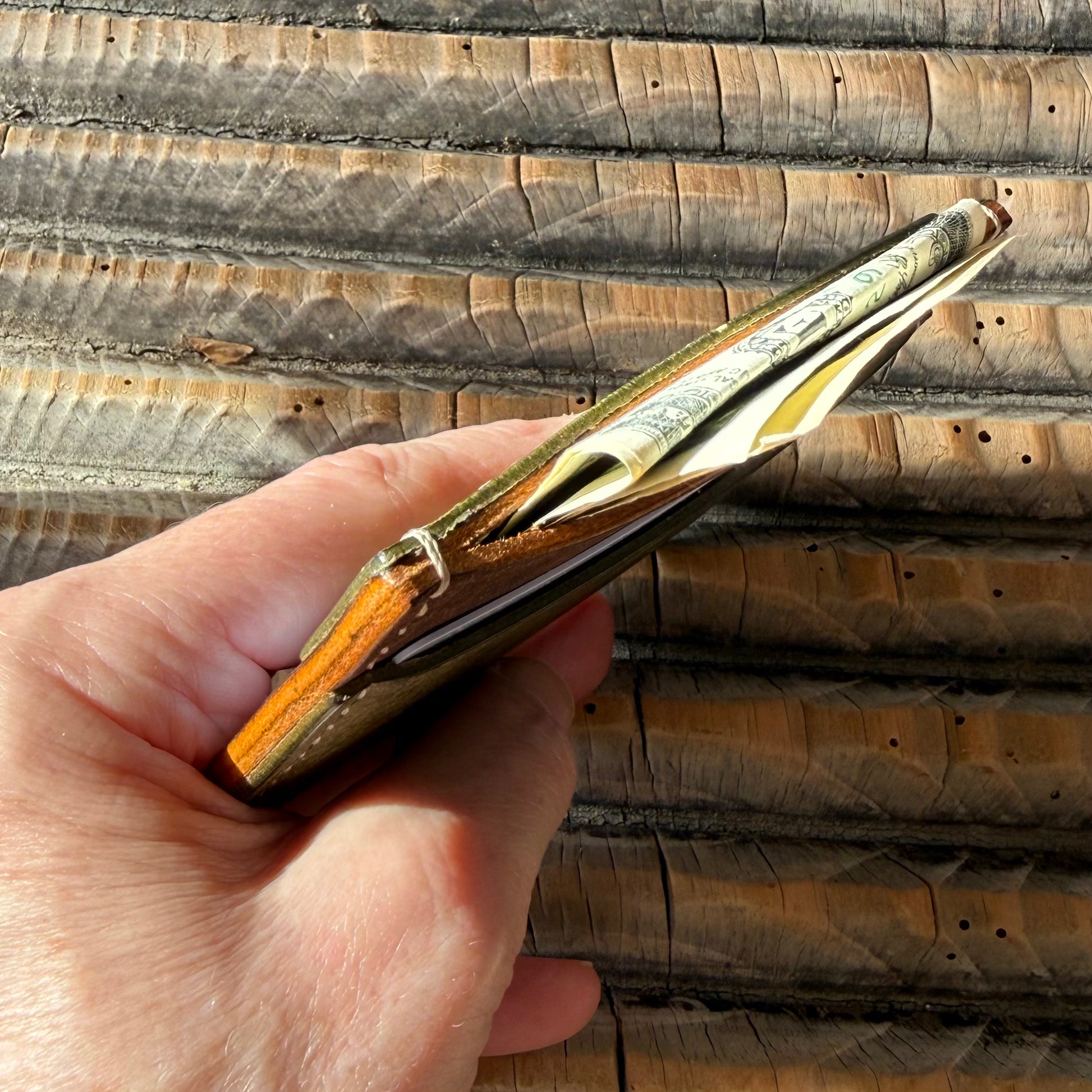 Compact Card + Cash Wallet - Green