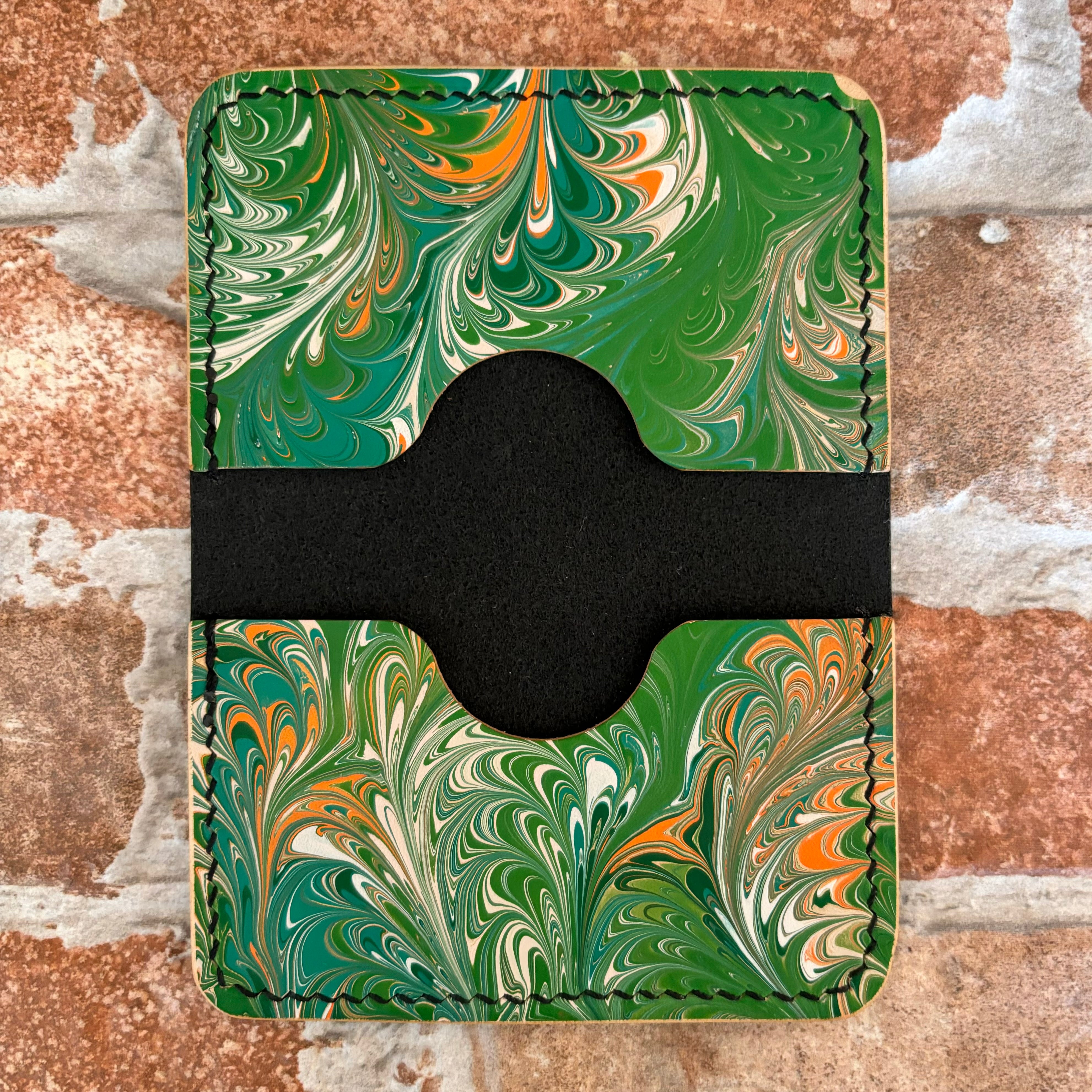 Matraquilla - Minerva Black with hand-marbled green/teal/orange/white