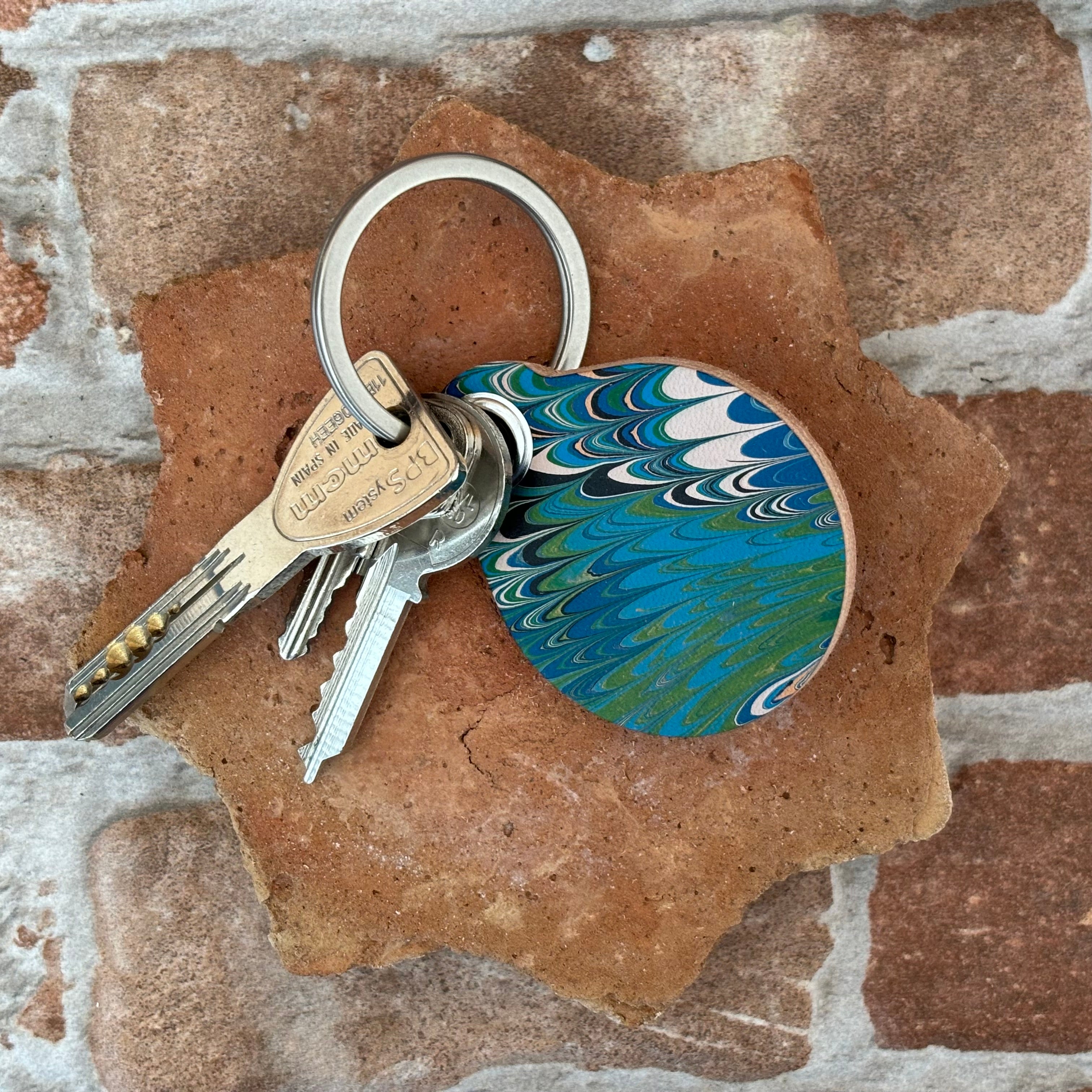 Sabika Hand Marbled Key Fob - round