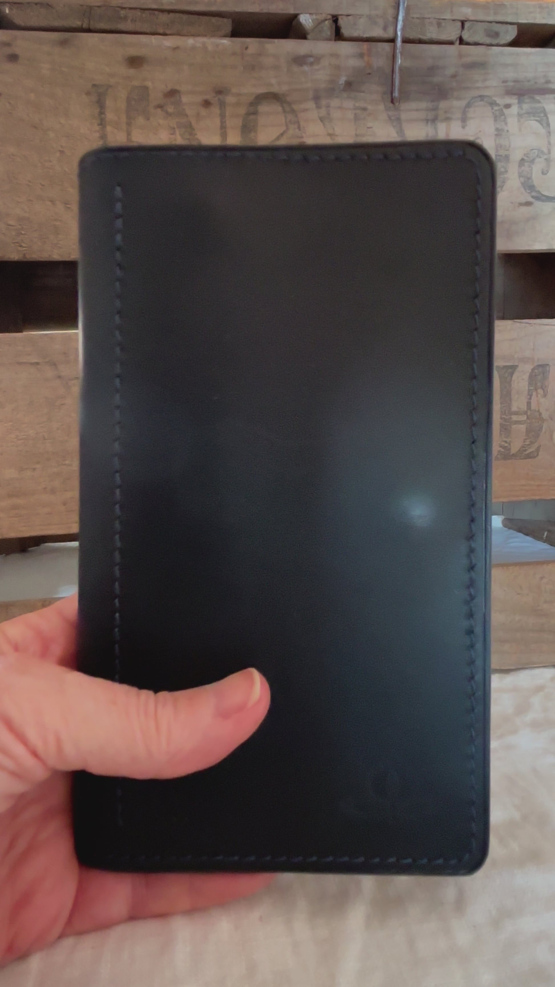 Baraka zip wallet - Minerva Nero with Whiskey Buttero and Blue Hactch